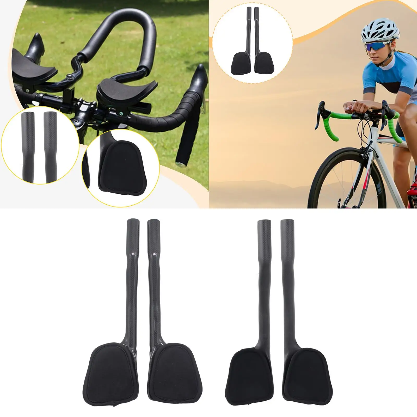 

Rest Handlebar Cycling Accessories Comfortable Bar Carbon Fiber Sponge Cushion Bike Arm Rest Handle Bar Bike Aerobar