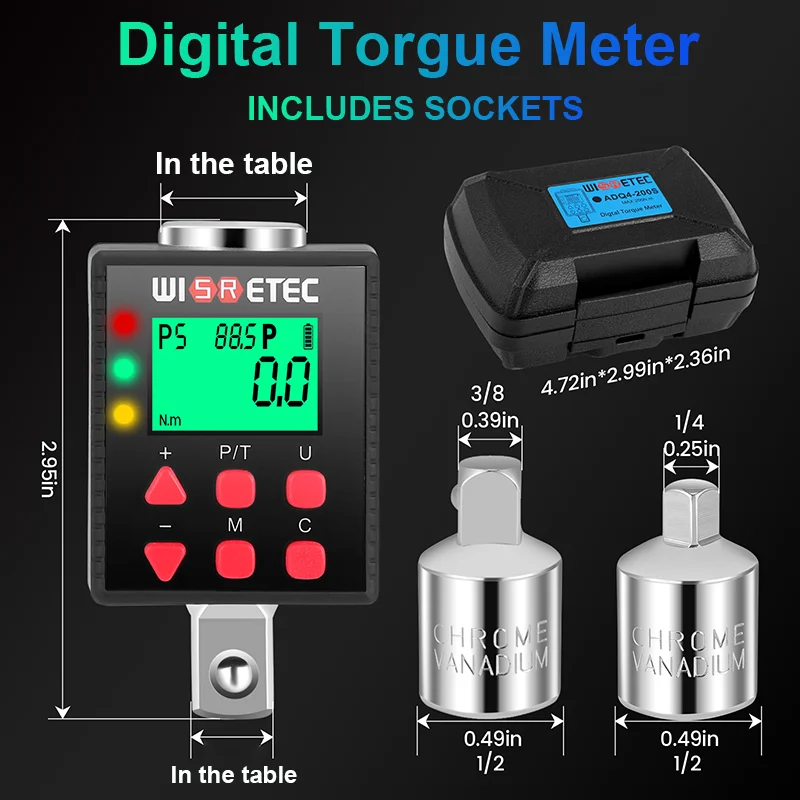 

High Precision Digital Torque Meter 0.1-340 N.m Adjustable Torque Meter Adapter Professional Electronic Torque Or Ratchet Wrench