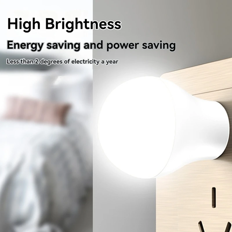 AC17-10Pcs USB Plug Lamp Mini LED Night Light Power Bank Charging USB Book Lights Round Reading Eye Protection Lamp