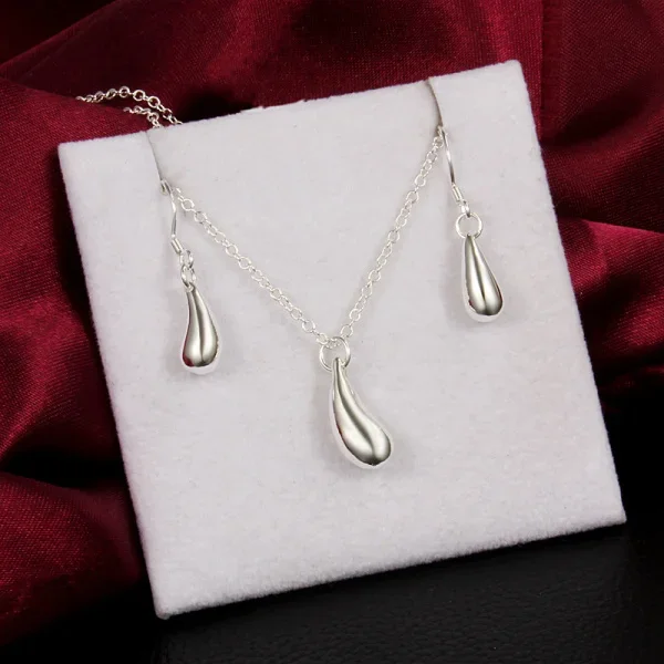 Special offer 925 Sterling Silver water drop pendant necklaces earrings Jewelry set for women Party wedding jewelry Holiday gift