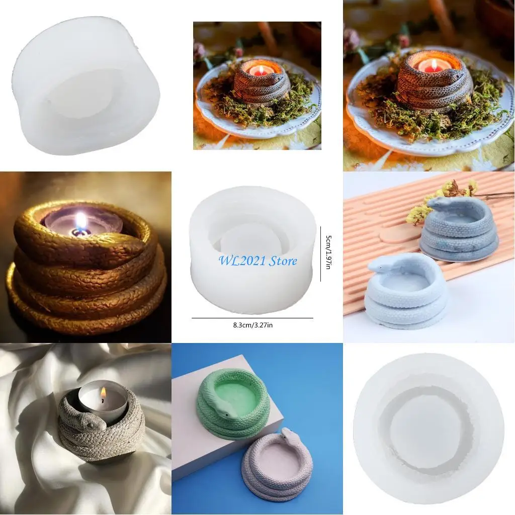 

G5GC Candlestick Resin Molds Coiled Snake Holder Molds Snake Silicone Molds