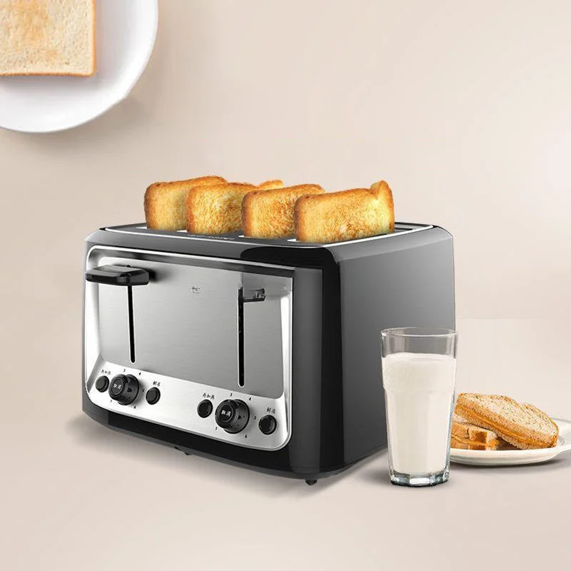 4 Slice Toaster HX-5009 Household Stainless Steel Smart Bread Toaster for Bagel Muffin Waffle Gluten Free Breads Timer