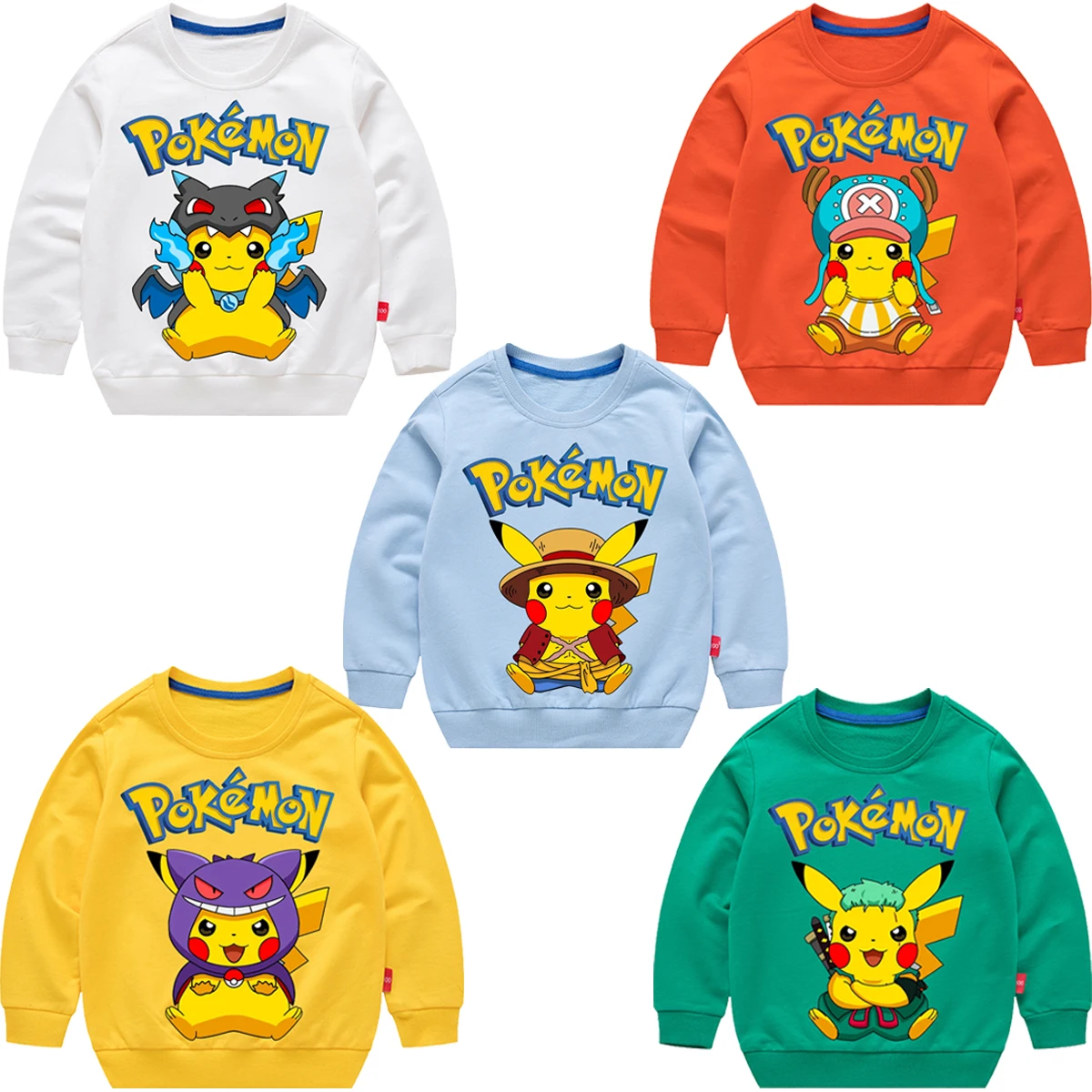 ملابس لبوكيمون جينجار سيلفيون كارتون وأنيمي أنيمي الأطفال القطن جولة الرقبة طويلة الأكمام جولة الرقبة البلوز سترة #2