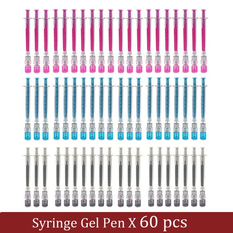 60Pcs 0.5mm Syringe Gel Pen Simulation Vaccine Eliminates Virus Injection Syringe Gel Pen Realistic Syringe Neutral Pen