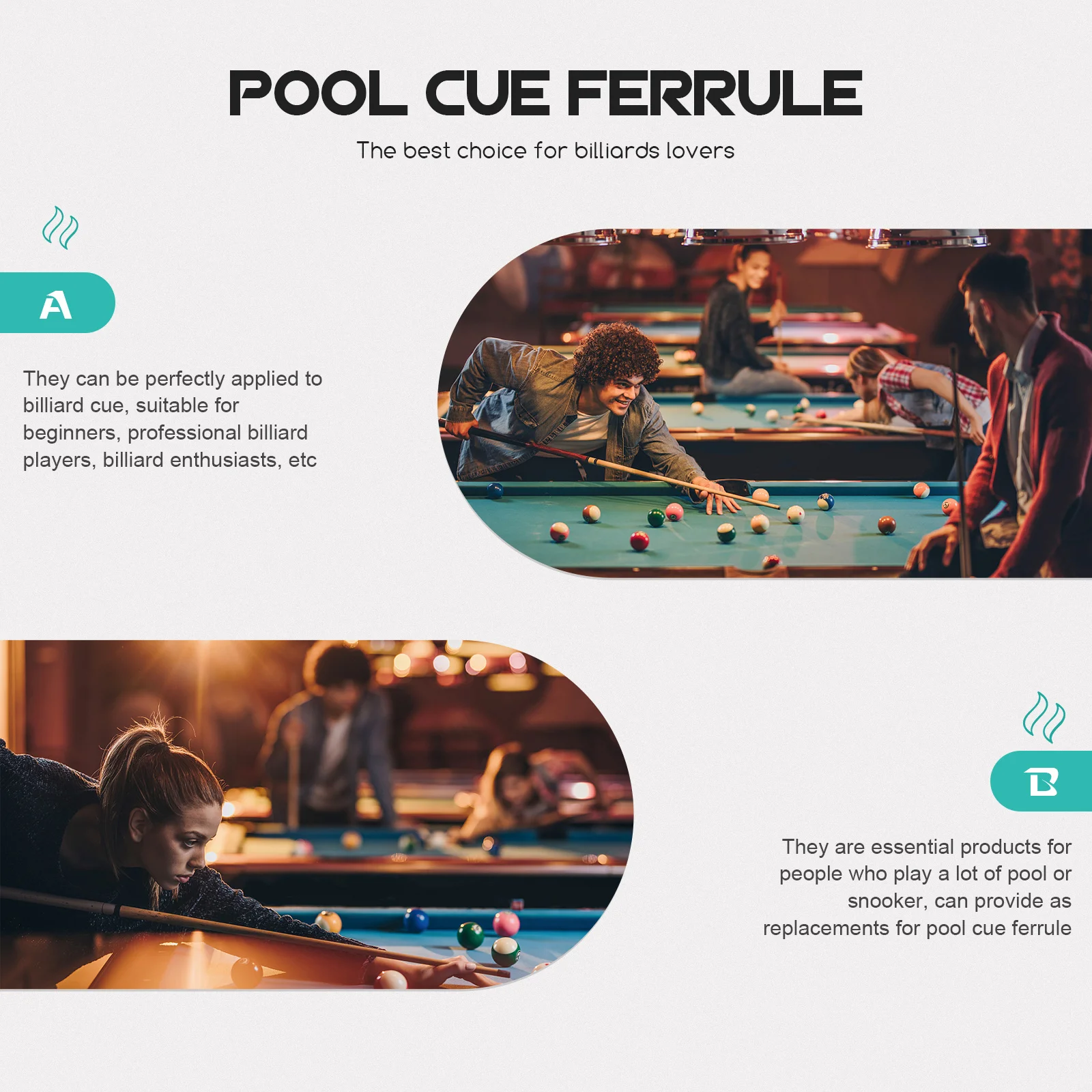

20Pcs Copper Pool Cue Ferrules Durable Replacement Parts Small Size Lightweight Billiard Cue Accessories Snooker Pool Parts