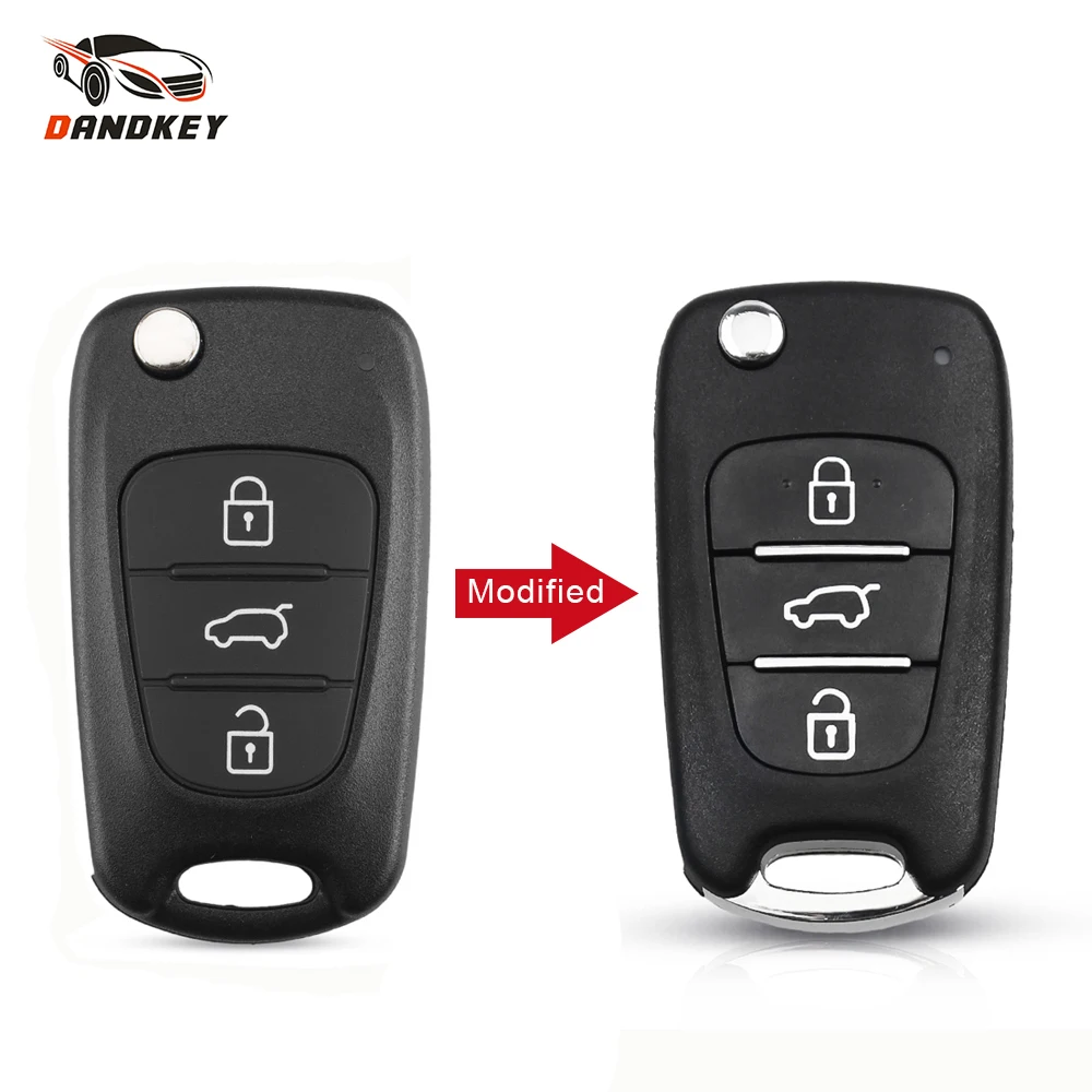 Dandkey Modified 3 Buttons Flip Car Remota Key Case Shell For Hyundai I30 IX35 KIA Rio K2 K3 K5 Ceed Cerato Sportage Key Cover