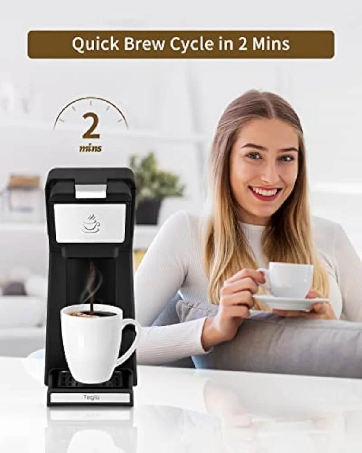 Cafetera de un solo servicio 2 en 1 , Mini máquina de café de taza K de 14 Oz, cafetera de una taza con elaboración rápida One-Bouton, EE. UU., nuevo