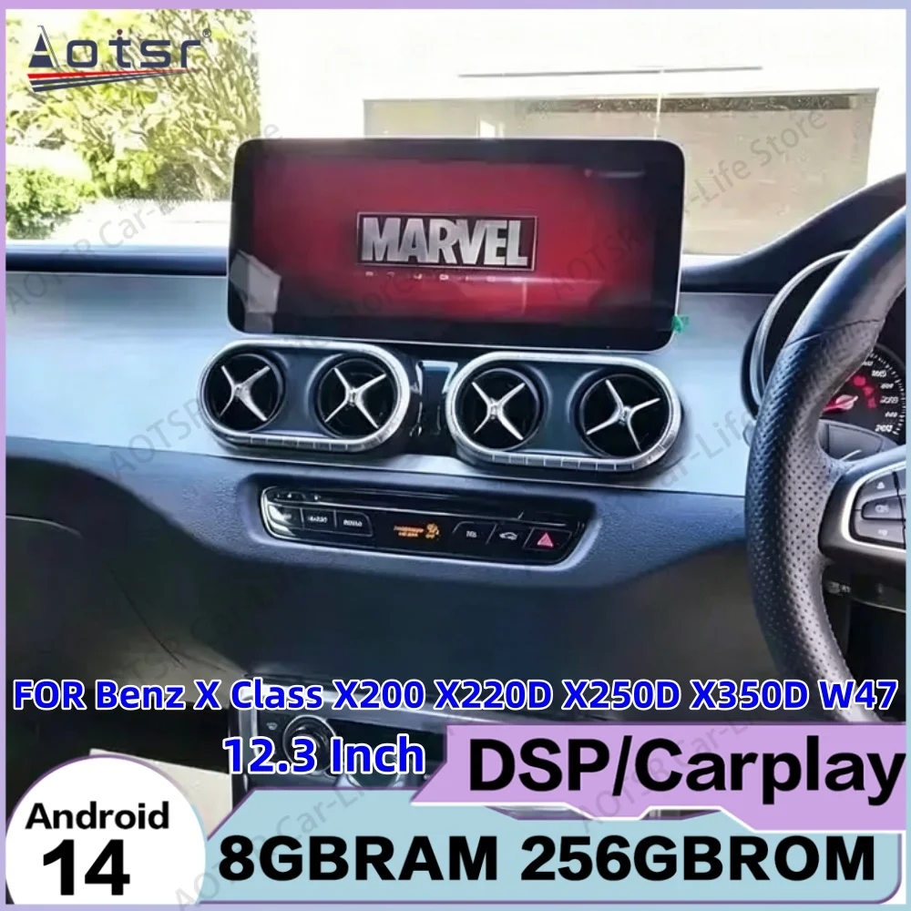 For Benz X Class X200 X220D X250D X350D W47 Android 14 Car Radio Multimedia Player GPS Navigation Video Stereo Receiver Head Uni