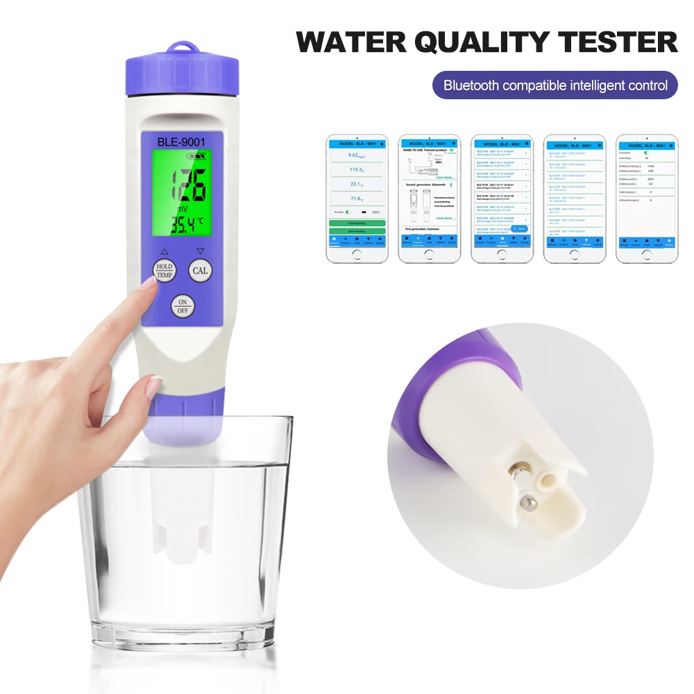 Blue Tooth Temp/ORP Redox Meter Professional Online Monitor APP Control Drinking Water Quality Analyzer for Swim Pool Aquarium