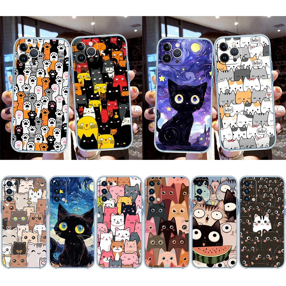 Cat Kitten Meow Transparent Phone Case for Motorola G40 G04 G05 One Ace Action  Fusion Plus Hyper Macro Vision Zoom