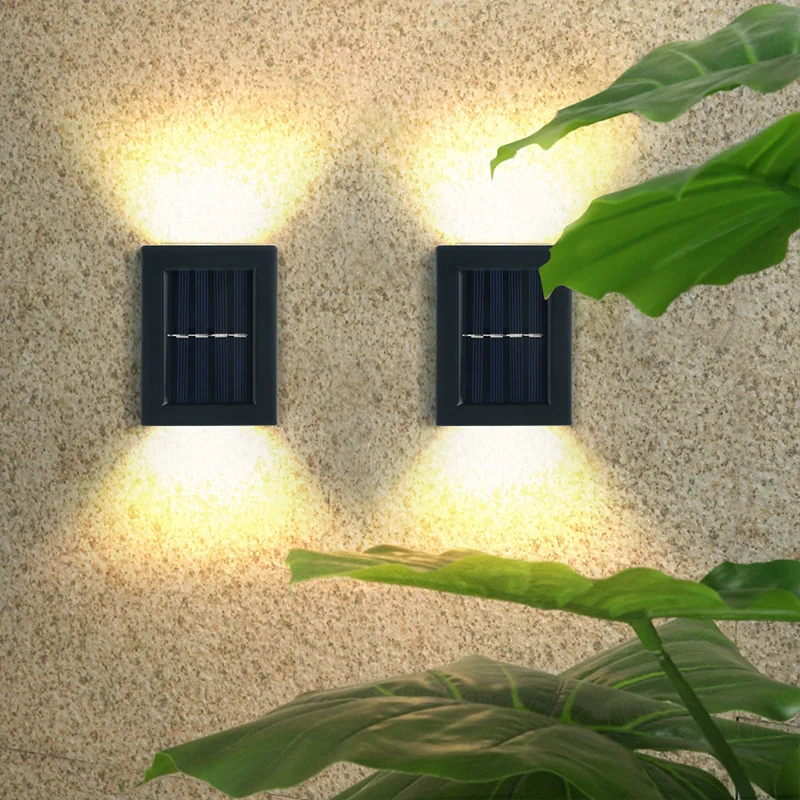 Solar Outdoor Wall Light 2LED Light Up And Down Decorative Courtyard Villa Decorative Embellishment Wall Washing Light