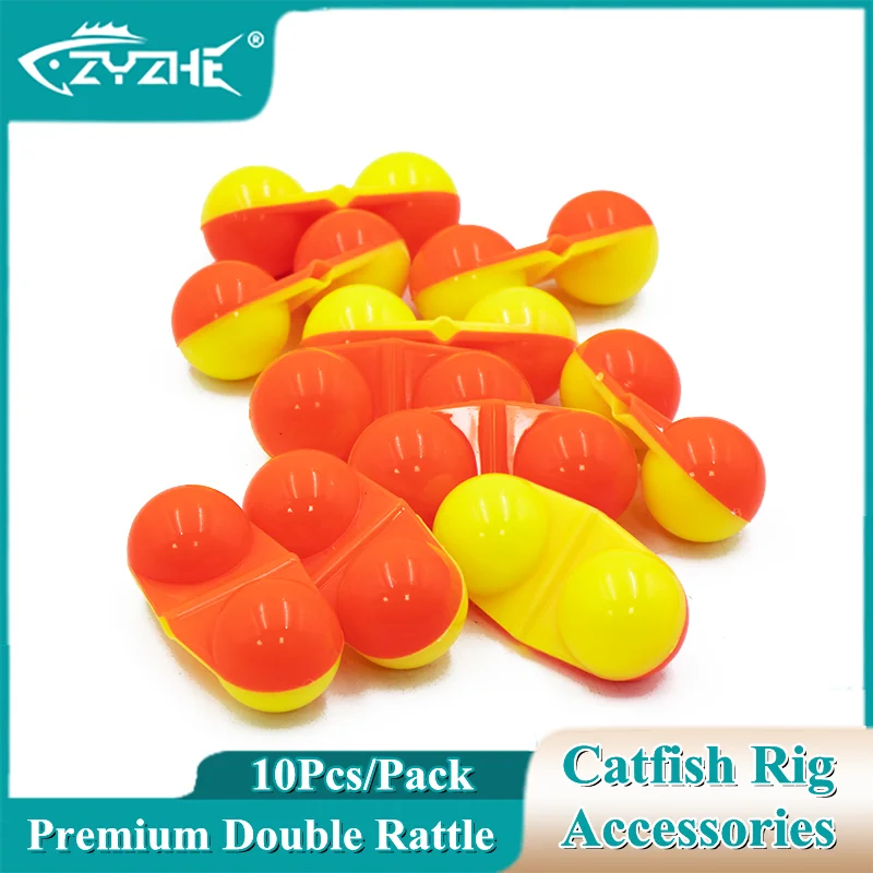 ZYZ 10pcs Premium Fishing Line Rattles Durable Catfish Rig Rattles with Rattle Beads Double Rattle Design Fishing Accessories