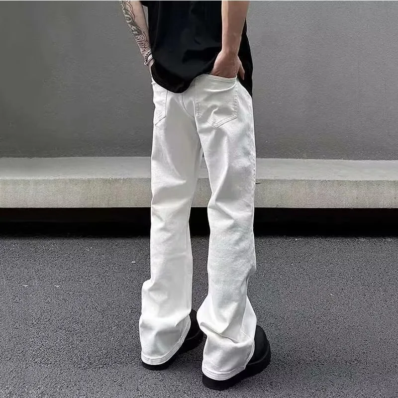 Pantalones vaqueros para hombre, nuevos pantalones vaqueros americanos micro acampanados, ajustados, de Color sólido, elegantes, informales para hombre