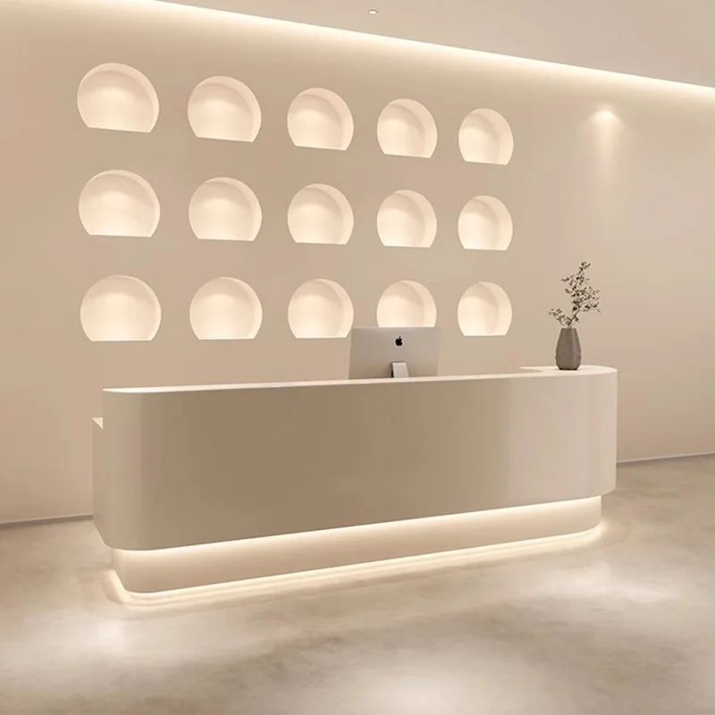 Modern White Reception Desks Salon Beauty Executive Hotel Reception Desks Welcome Minimalist Comptoire Accueil Lounge Furniture