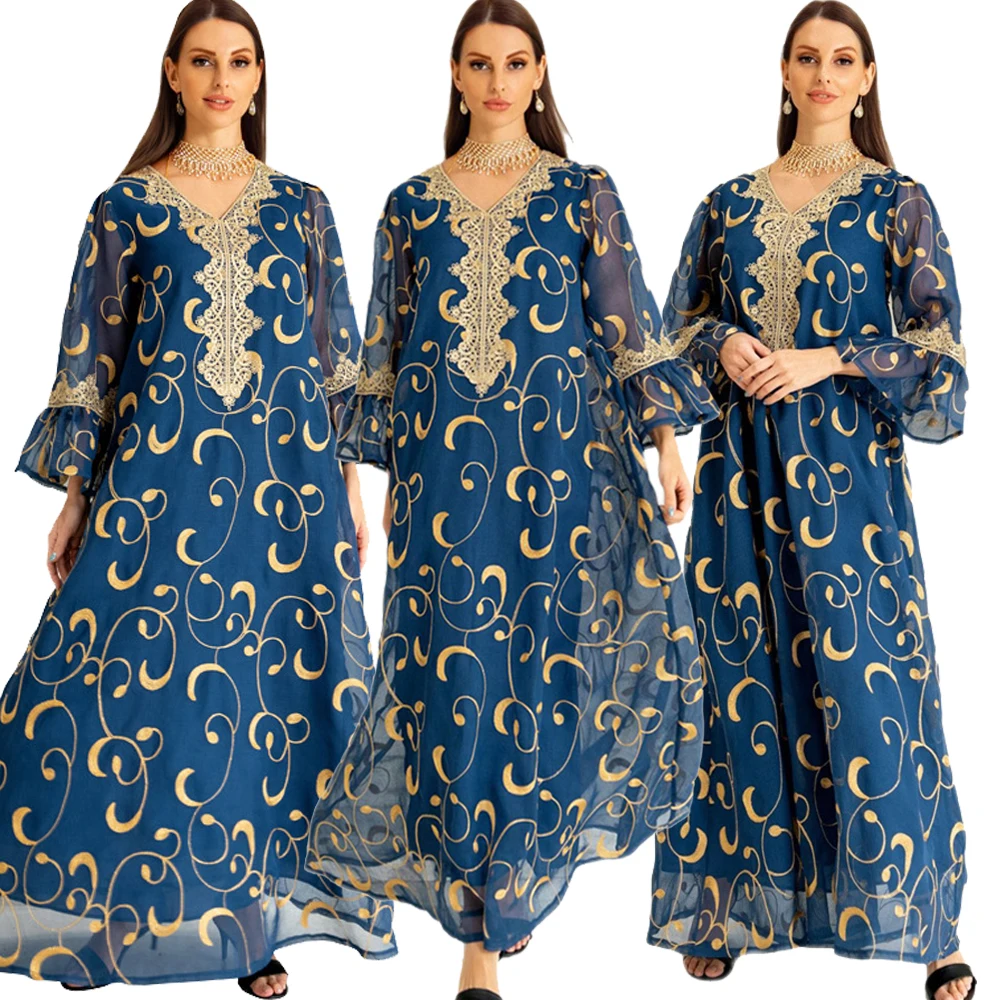 

Abayas For Women Luxury Embroidery Party Dresses Moroccan Caftan Turkey Arabic Jalabiya Islamic Ethnic Abaya Muslim Long Dress