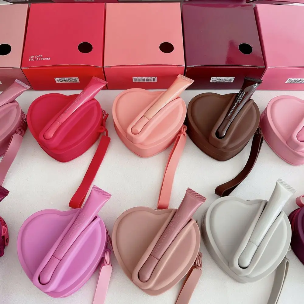 Cute Heart Shape Silicone Case Portable Lipstick Pouch Mini Earphone Bag Coin Purse Travel Organizer Accessory