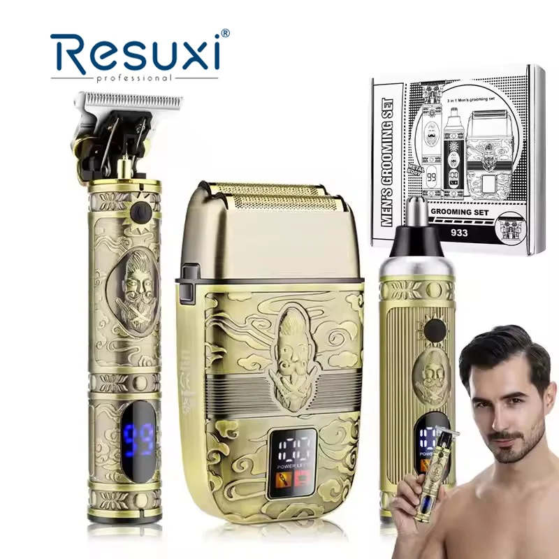 

9333 Resuxi Новый мульти-триммер для бороды, тела и лица с цельнометаллическим корпусом, мужской набор для ухода за волосами
