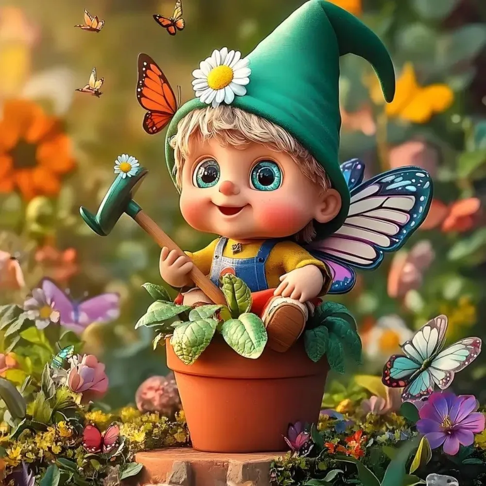 Ground Insert Garden Art Ornament 2D Flat Acrylic Elf Garden Figurine Treehouse Rabbit Acrylic Ground Insert Outdoor Decoration