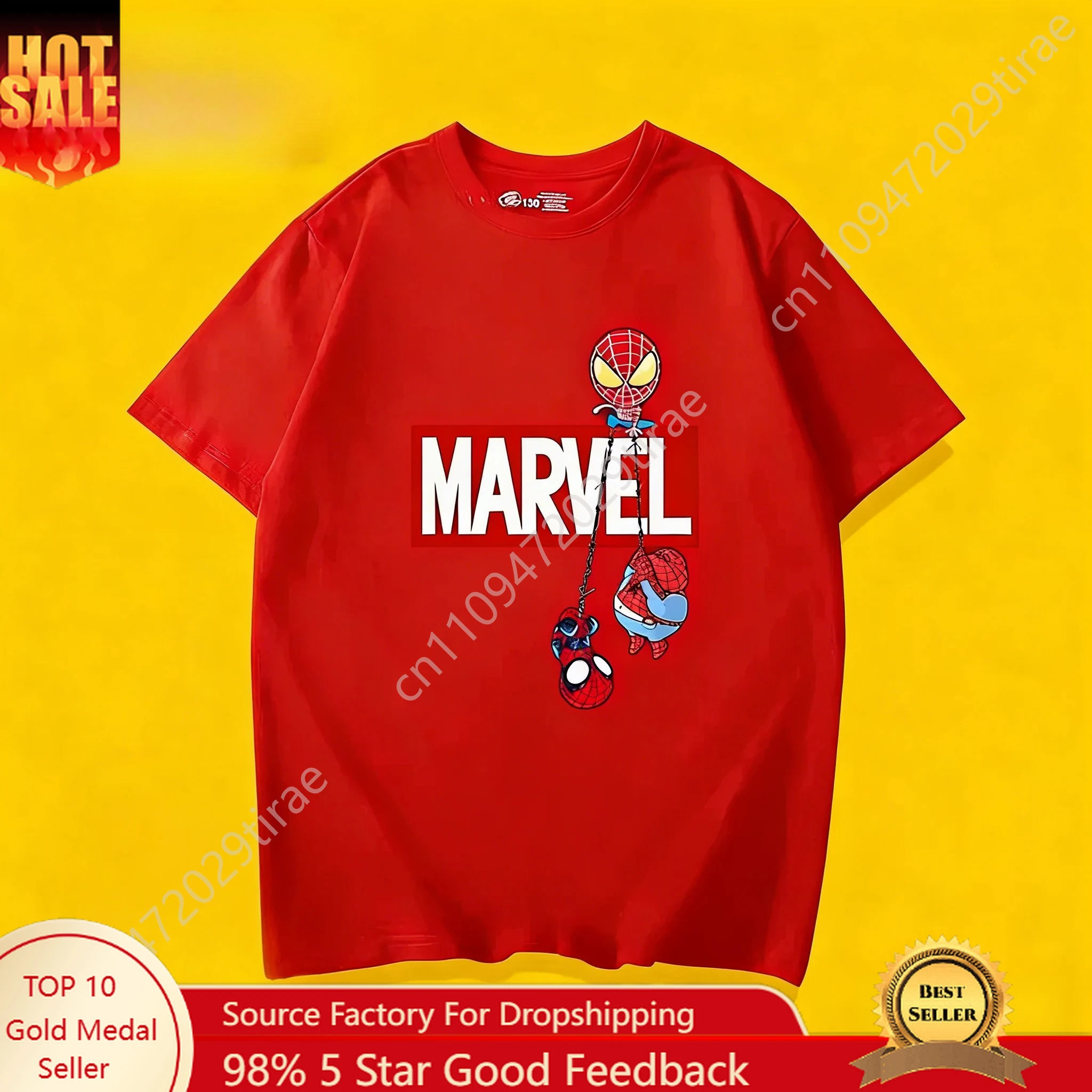 

Marvel Summer Marvel 100% Cotton Printed T-shirt, Soft, Comfortable And Breathable - Short-sleeved Shirt Cosplay