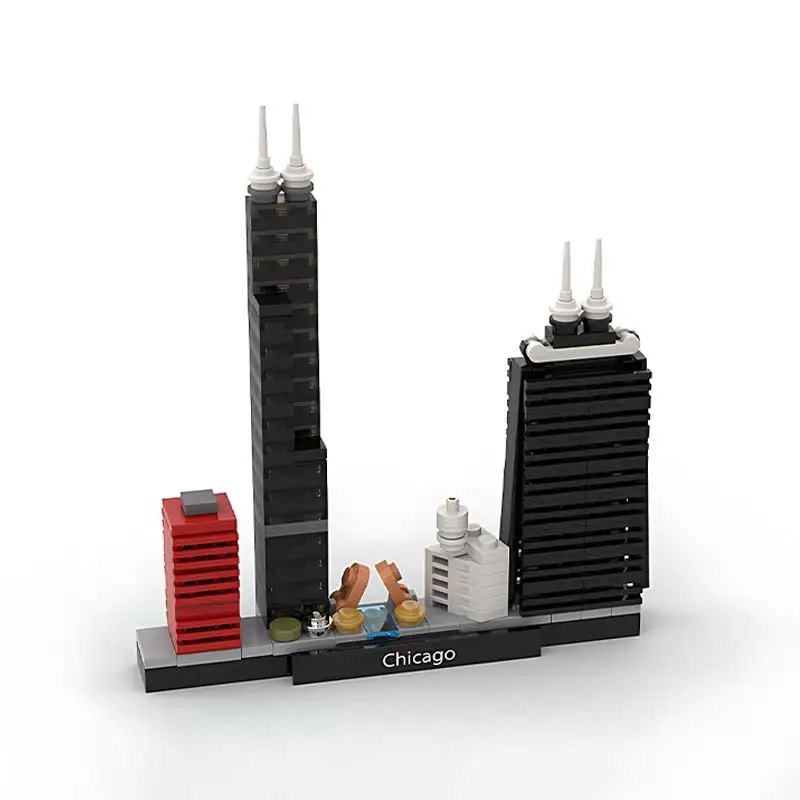 

City Street View Chicago Skyline Model MOC Famous Architecture Building Blocks Small Particle Bricks Classic Toy Set Puzzle Gift