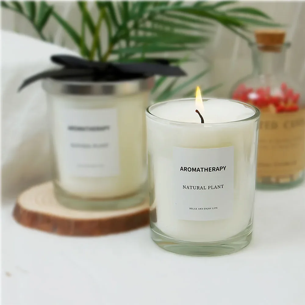 Luxury Glass Candle Jar Black White Glass Candle Holders for Weddings Cylinder Glass Scented Candles Container Tea Cup Supplies