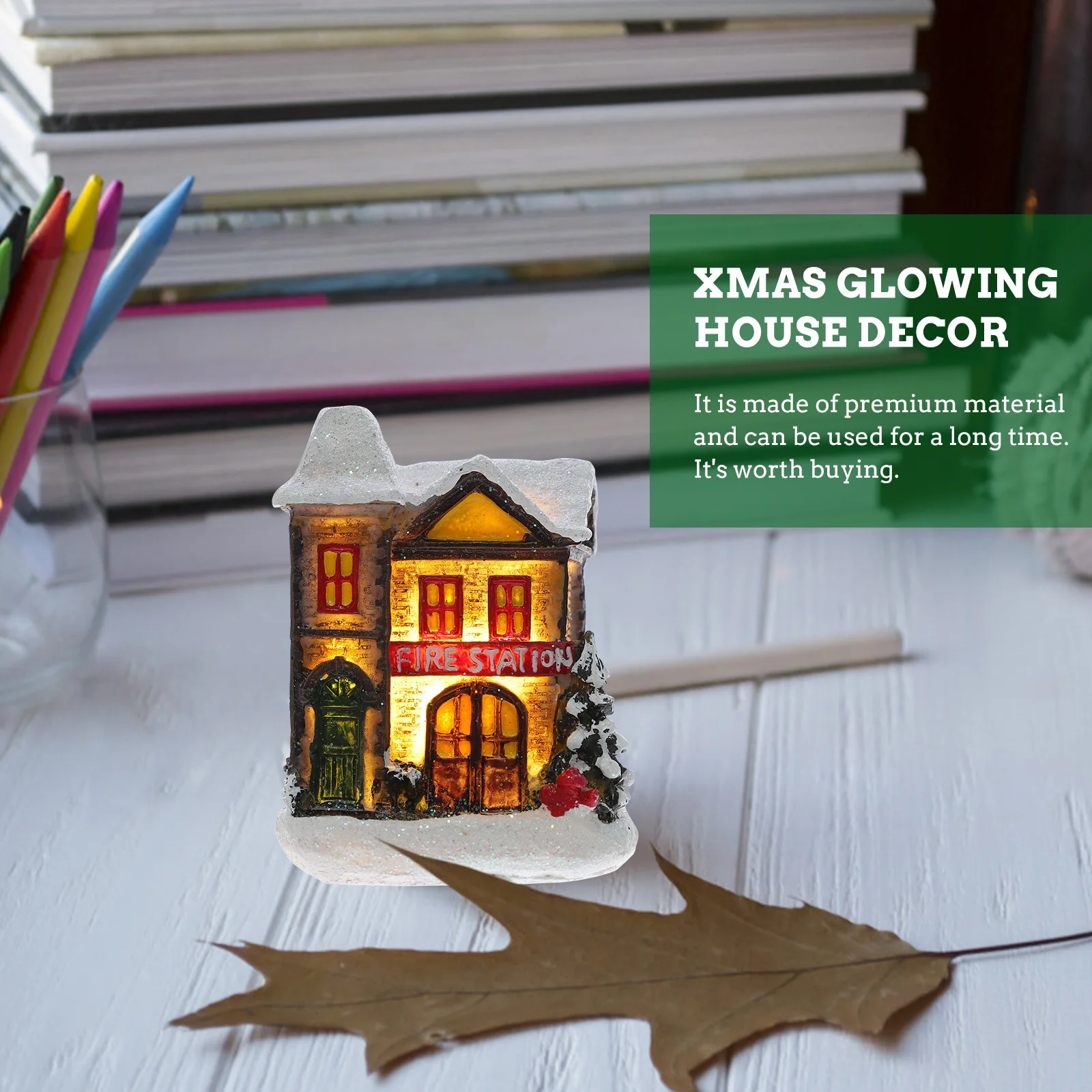 

1Pcs Resin Mini House Christmas Ornament Festive Desktop Decor for Holiday Party Tabletop Decoration Xmas Gift Festival Ornament