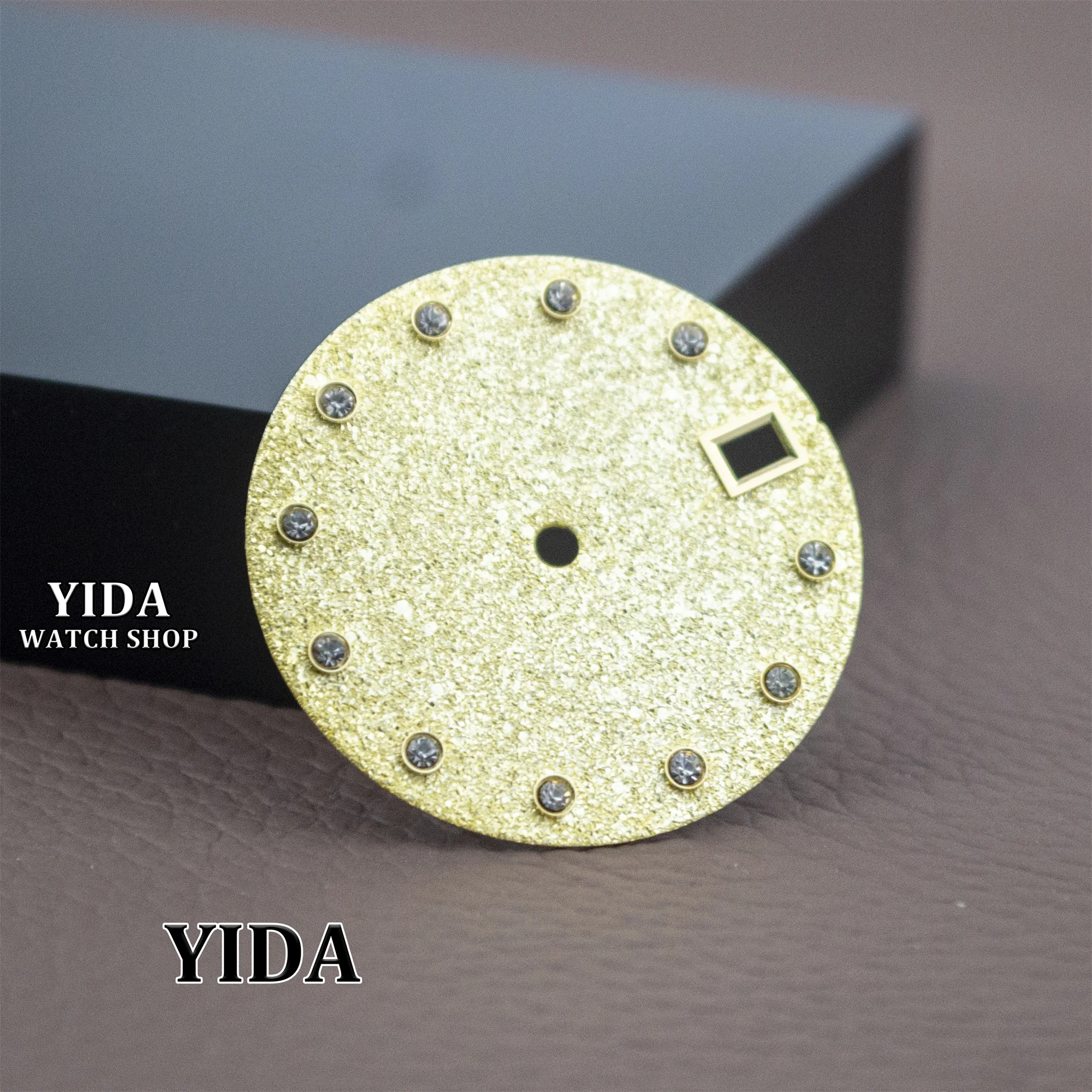 28.5mm não-luminoso diamantes dial relógio rosto masculino nh35 dial para nh35 movimento automático modificado relógio acessórios ferramentas de reparo