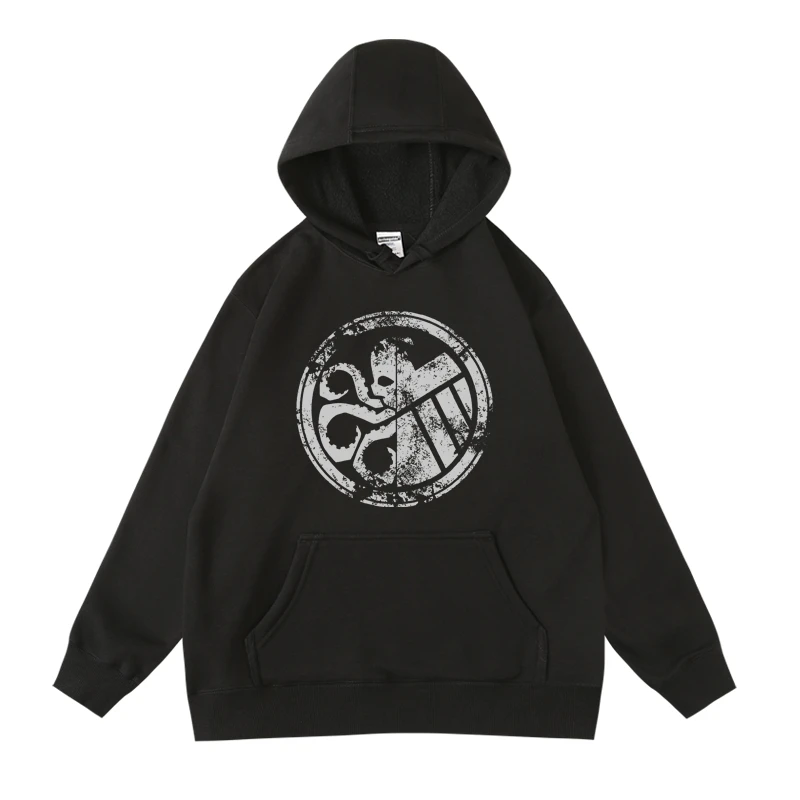 Drama americano de Marvel S.H.I.E.L.D. Sudadera con capucha de tendencia de otoño e invierno con estampado de agente para hombres y mujeres Top térmico suelto de gran tamaño