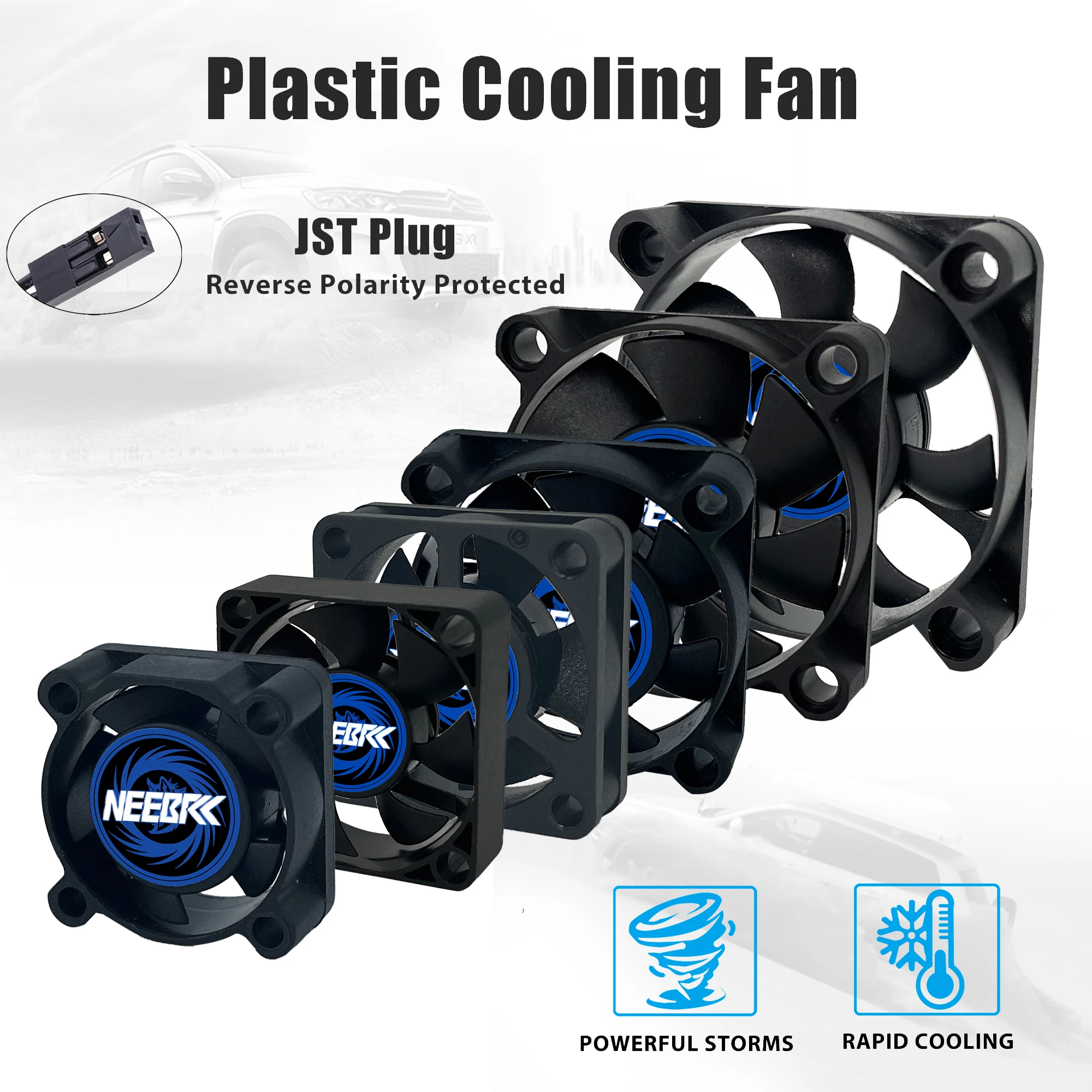 NEEBRC 25/30/35/40/45/50mm RC Fan Cooling Heatsink Fan High Wind Rapid 10000-30000RPM 5V-12V JST Plug for 28/36/42mm Motor ESC
