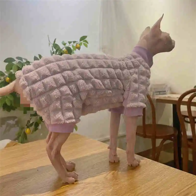 Elegant Warm Sphynx Cat Turtleneck Sweater Hairless Cat Clothes Comfort Winter Coat Thickening Fleece Jacket for Sphynix Cat