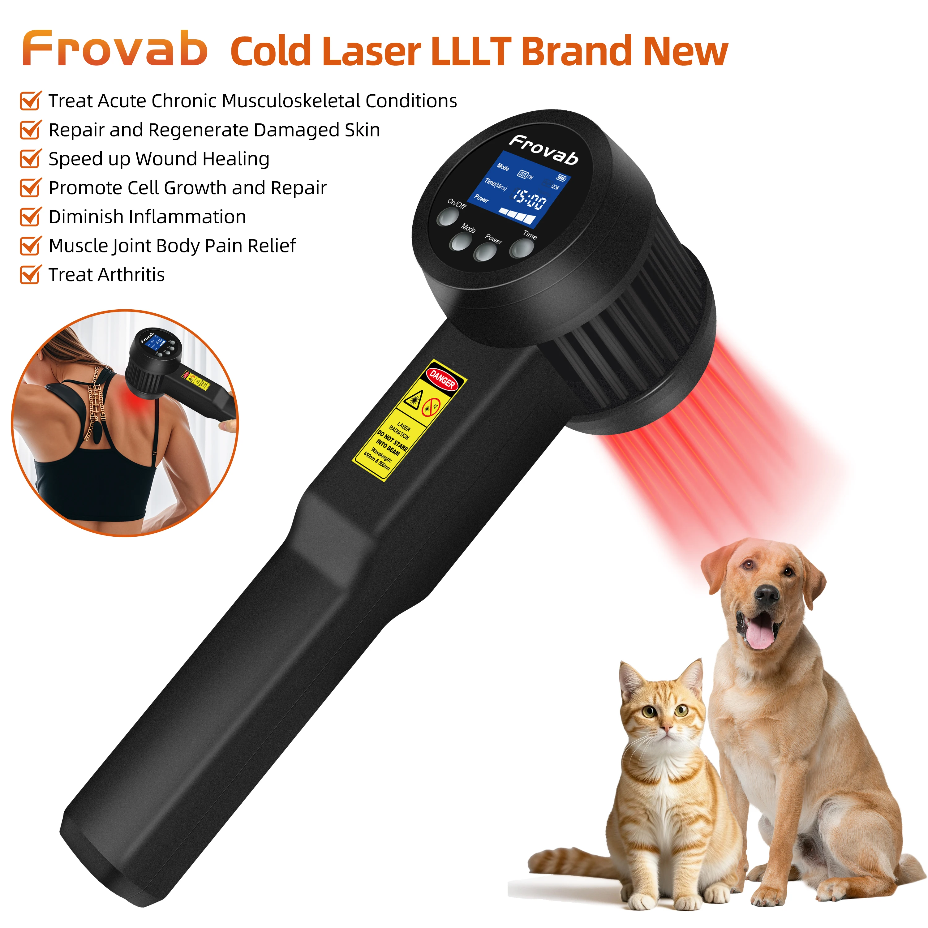 

Новое обновление 5 Вт, устройство для терапии красным светом, 650 нм, 808 нм, инфракрасная холодная лазерная физиотерапия для облегчения боли, восстановления мышц, артрита