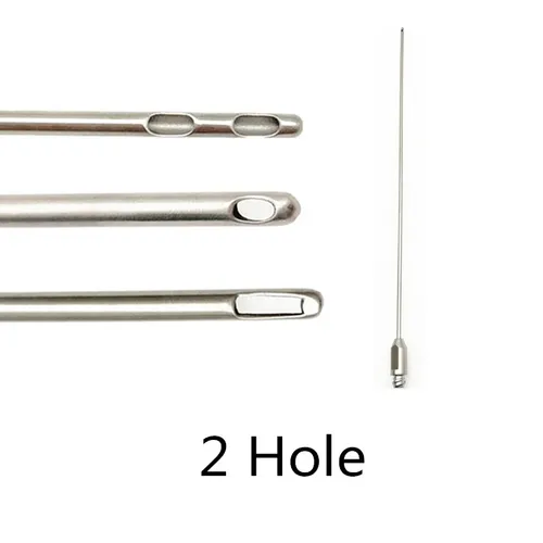 Aguja de transferencia de grasa para liposucción, cánula de doble orificio, Micro cánula, 2 agujeros