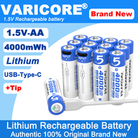 New VariCore AA 1.5V 4000mWh Large Capacity Lithium Rechargeable Battery Type-C USB Fast Charge for Remote Control Mouse Toy