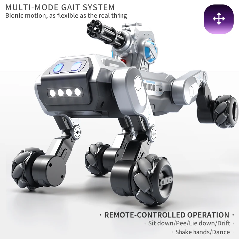 2025 New 2.4G Remote Control Robot Dog with Singing Dancing Follow Mode 360° Rotating Launching Cannon Puppy Toys Gifts For Kid
