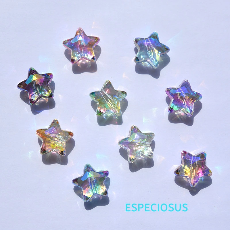 Acrylic Pentagram Shape Beads Transparent Multi Color UV Plated Star Charms DIY Jewelry Making Departments Necklace Accessories