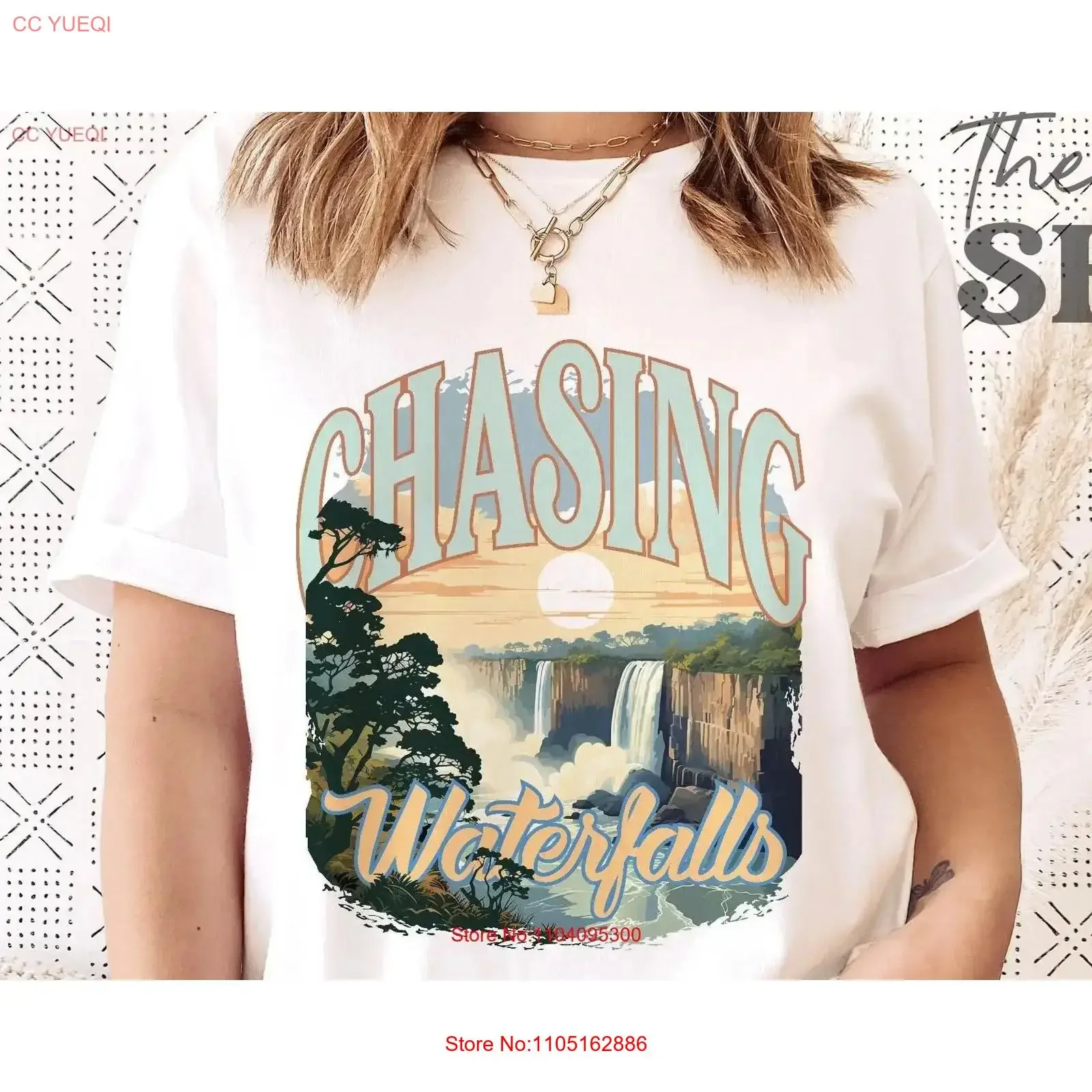 Chasing Waterfalls T Shirt Wanderlust Fit Iguazu Falls vintage Washed Breathable streetwear Slightly Stylish designer clothes