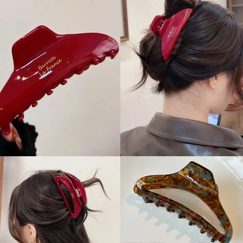 

1 шт., красная серия, ацетатные зажимы для волос, заколка для мозга, уксусная кислота, зажим в виде акулы, французский стиль, большой размер, новый дизайн, зажим для волос