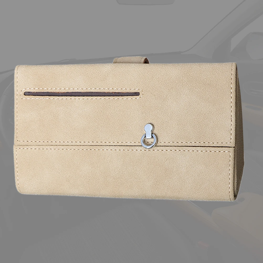 

1pc Car Visor Storage Bag Durable Onboard Multi-Function Sunshade Case For Car Suv Truck Beige Glass Holder Vehicle Supplies