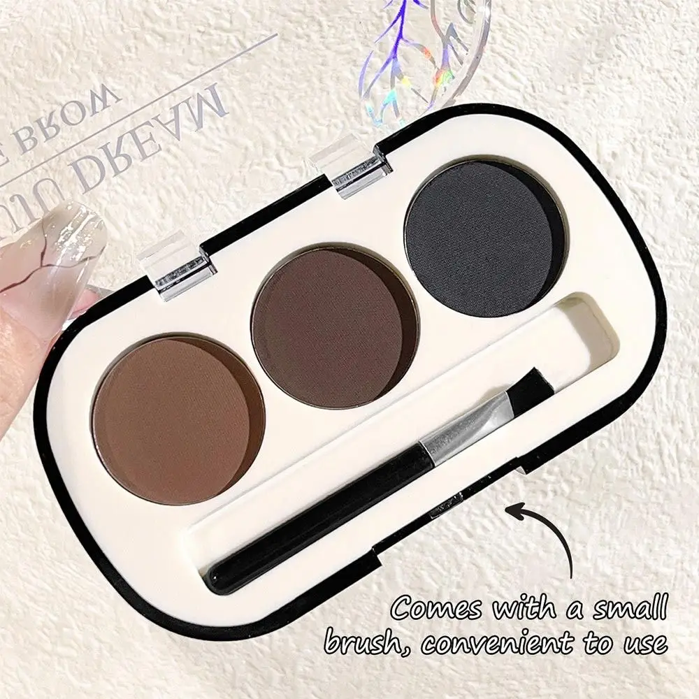 Met Wenkbrauwborstel 3-kleuren Wenkbrauwpoederpalet Langdurig Natuurlijk Mat Wenkbrauwpoeder Transpiratie Wenkbrauwmake-up Cosmetica