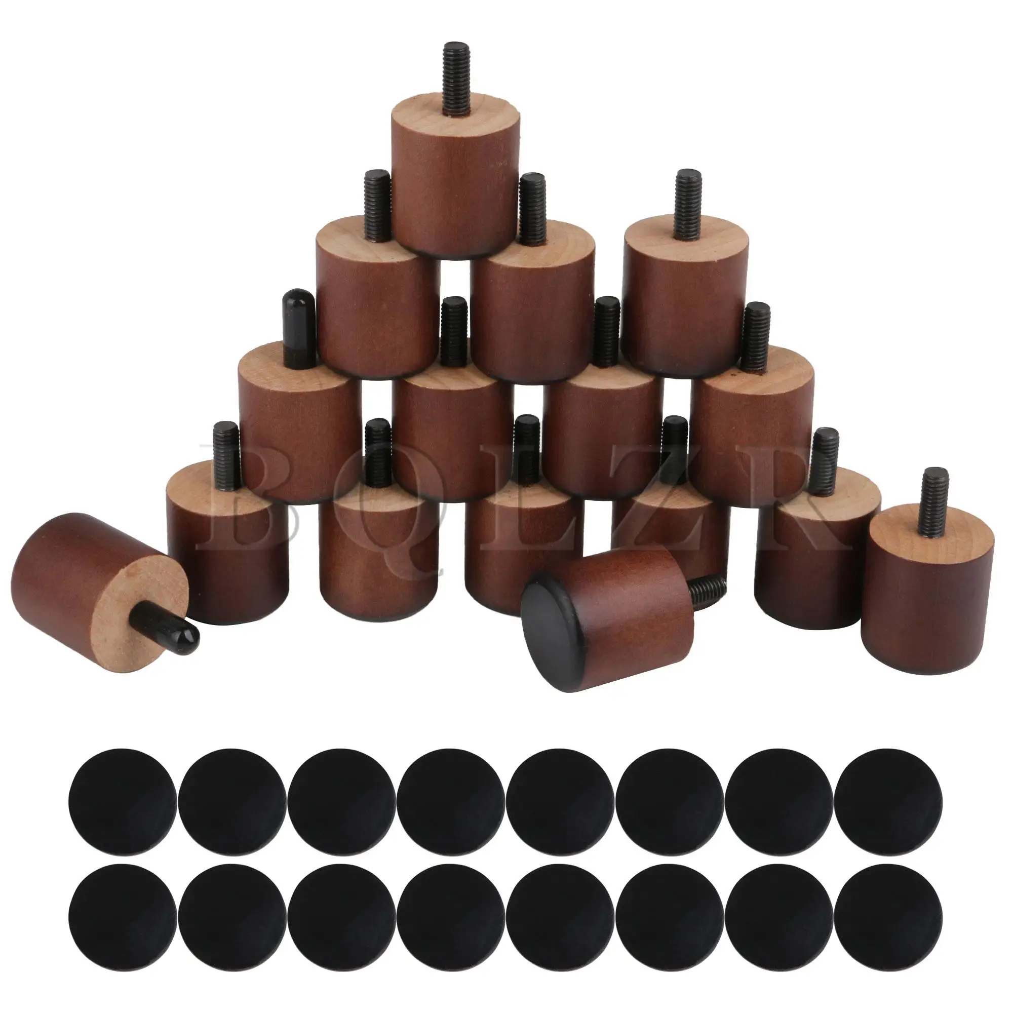 BQLZR 16 Pcs 3.8x3.5cm Cylinder Brown Furniture Legs Couch Feet Wood for Home