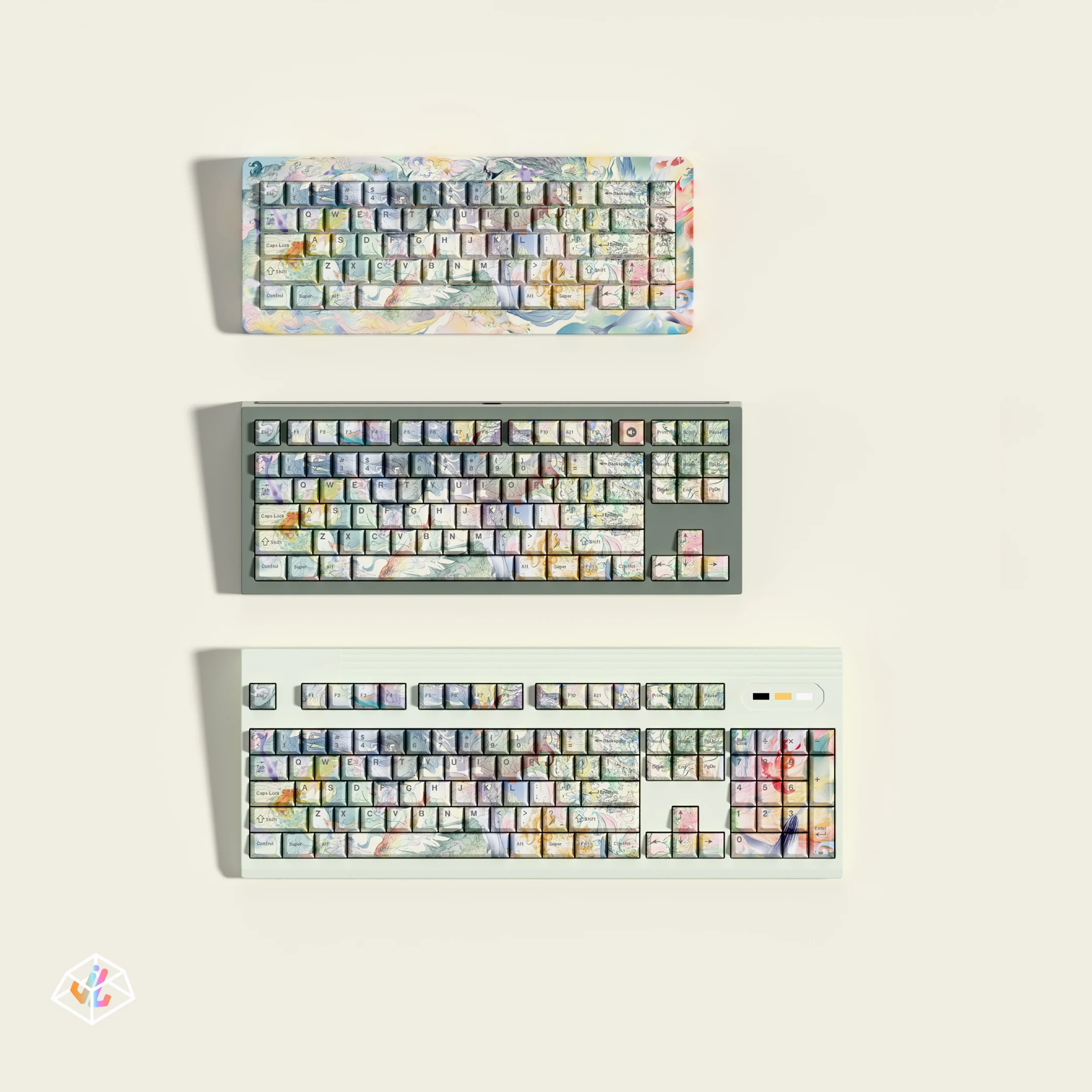 Keycaps Guofeng Kirin, keyboard mekanis kustom asli PBT sublimasi panas, keycaps yang dipersonalisasi dan kreatif