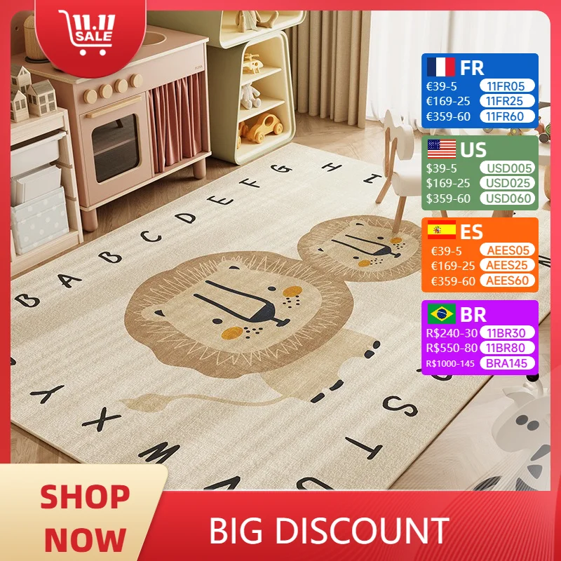 Carpet for Living Room Cute Cartoon Pattern Plush Fluffy Bedroom Bedside Rug Large Area Soft Coffee Table Floor Mat Alfombra 양탄자