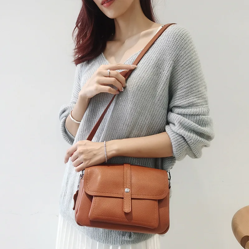 Women\'s Genuine Leather Crossbody Bags Ladies Luxury Handbag Designer Purses High Quality Single Small Shoulder Messenger Bag