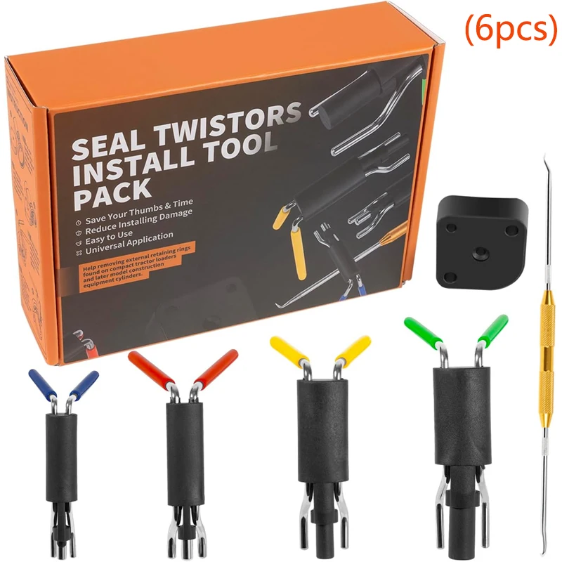 Hydraulic Cylinder Seal Kit-Rod Seal Install Tool-Hydraulic U-Cup Twistor Installation Tool 6 PCS with Package Box