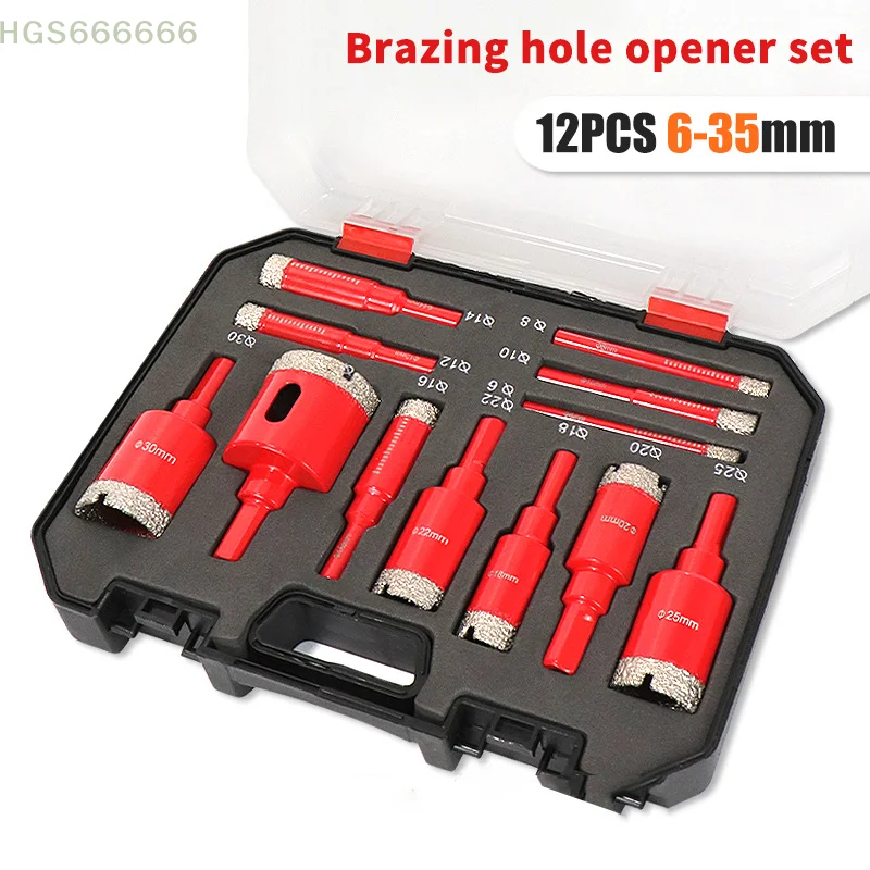 

12PC Ceramic Tile Drilling Wax Cooling Hex Shank Diamond Set with Spring Ejection System for Glass Stone
