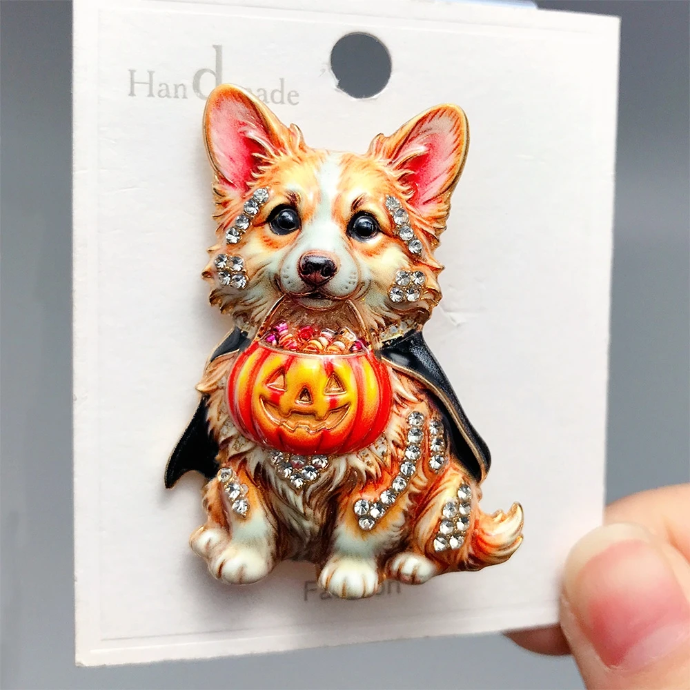 Enamel Pumpkin and Super Dog Brooch Pins Women Fashion Jewelry Accessory For Cloth and Bag