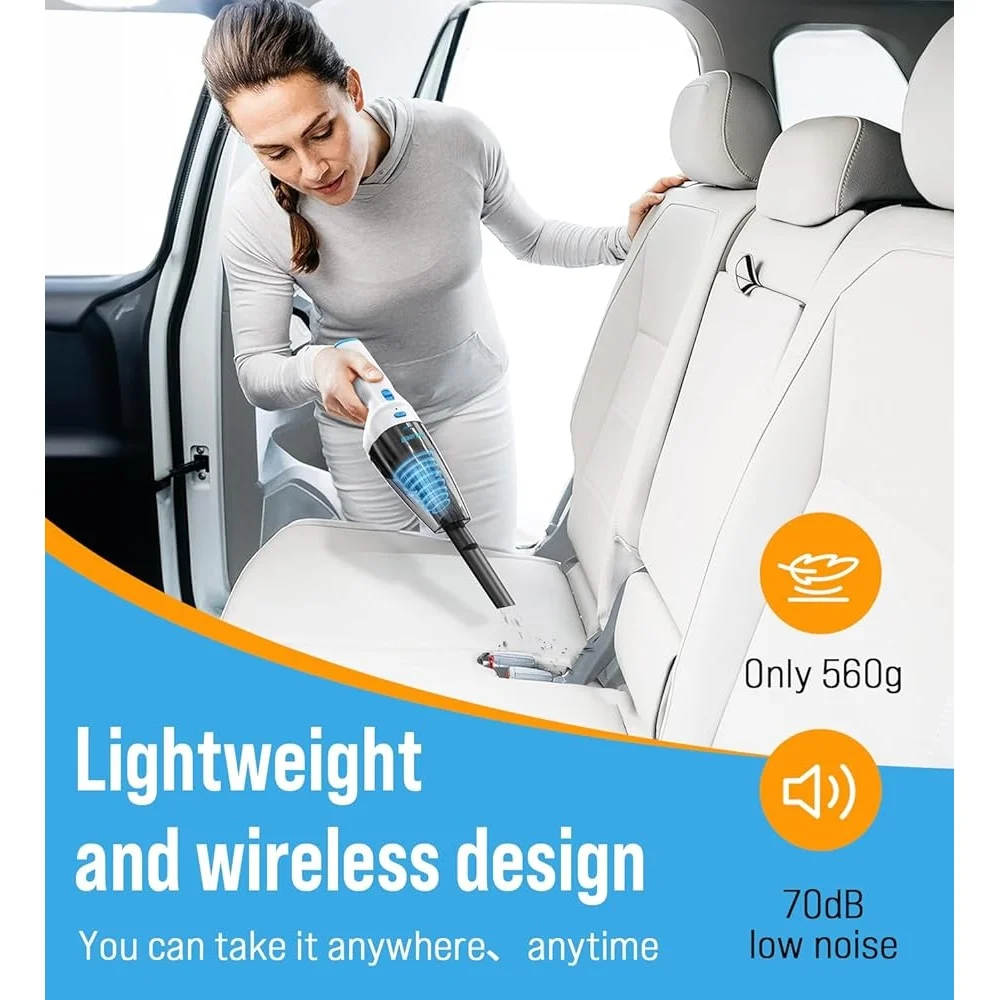 Potente aspiradora de mano inalámbrica, Mini aspiradora recargable de 9500PA con filtro HEPA, accesorios para limpieza del hogar y el coche