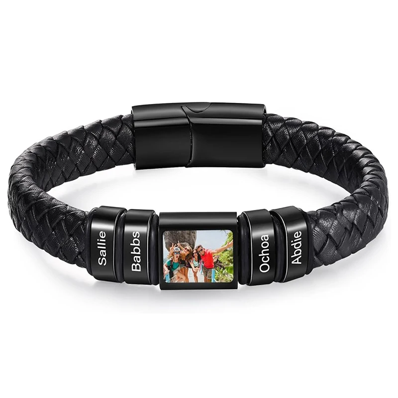 XCL Custom Braided Leather Name Bracelet 7