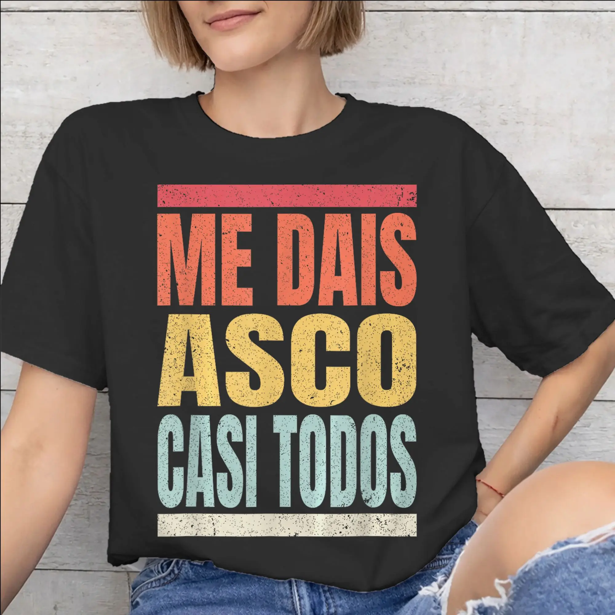 Футболка с принтом Me Dais Asco Casi Todos для унисекс, футболки из чистого хлопка, одежда с короткими рукавами