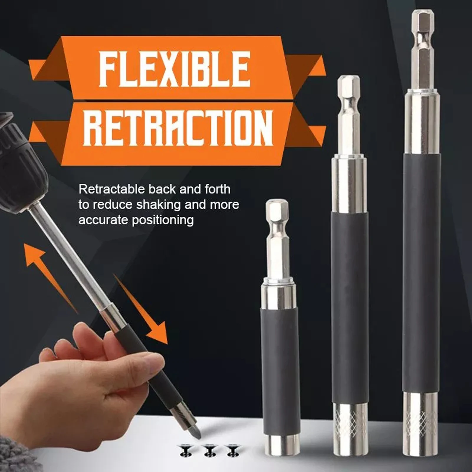 80/120/140mm Hexagonal Telescopic Connecting Rod Adjustable Connecting Rod Hex Magnetic Impact Screwdriver Set Bit Holder